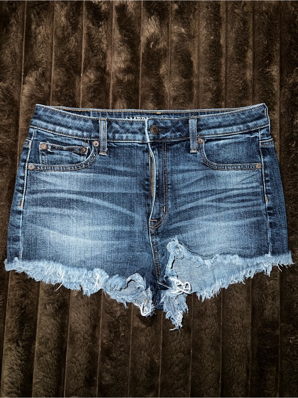 American Eagle Outfitters Distressed Dark Blue Denim Cutoff Shorts